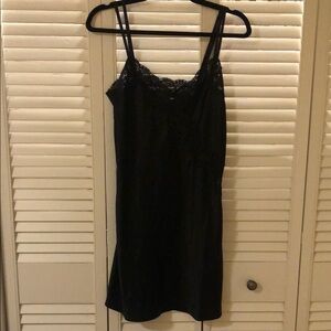 NWOT Lauren Ralph Lauren Double Strap Lace Chemise Nightgown Black Sz S